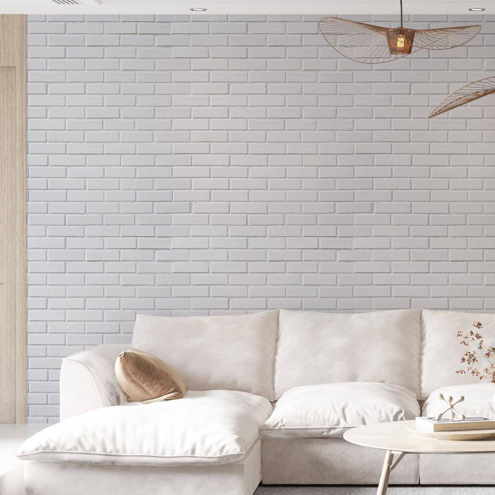 Kit 2 Rolos Papel De Parede Adesivo Tijolo Branco 3,0M