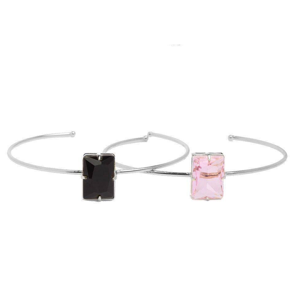 Bracelete Pedra Retangular Folheado A Prata