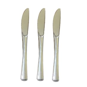 Facas Refeição Descartáveis Plástico Prata 19,5Cm- 24Un