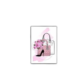 Quadro Bolsas Com Sapato 45X34Cm - Com Vidro Moldura Preta