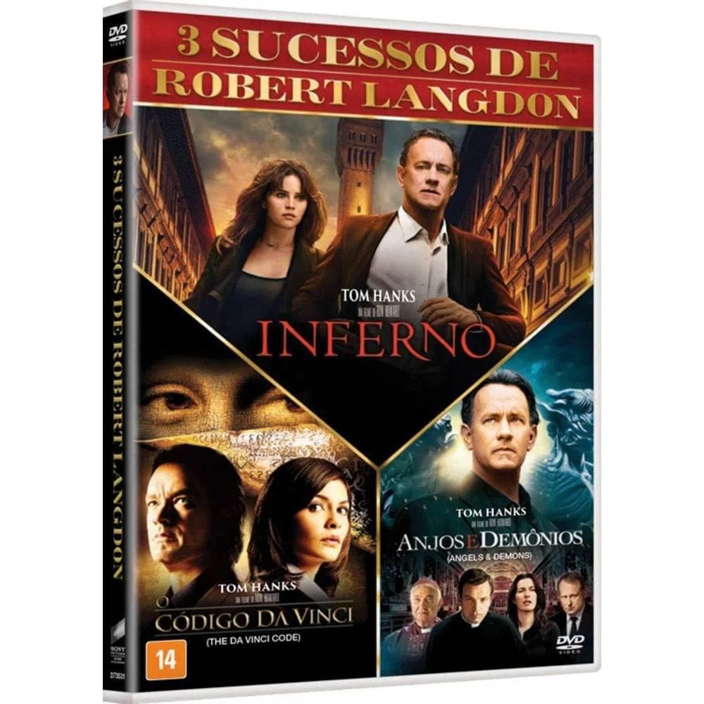 Dvd - Coleção: O Código Da Vinci, Anjos E Demônios E Inferno