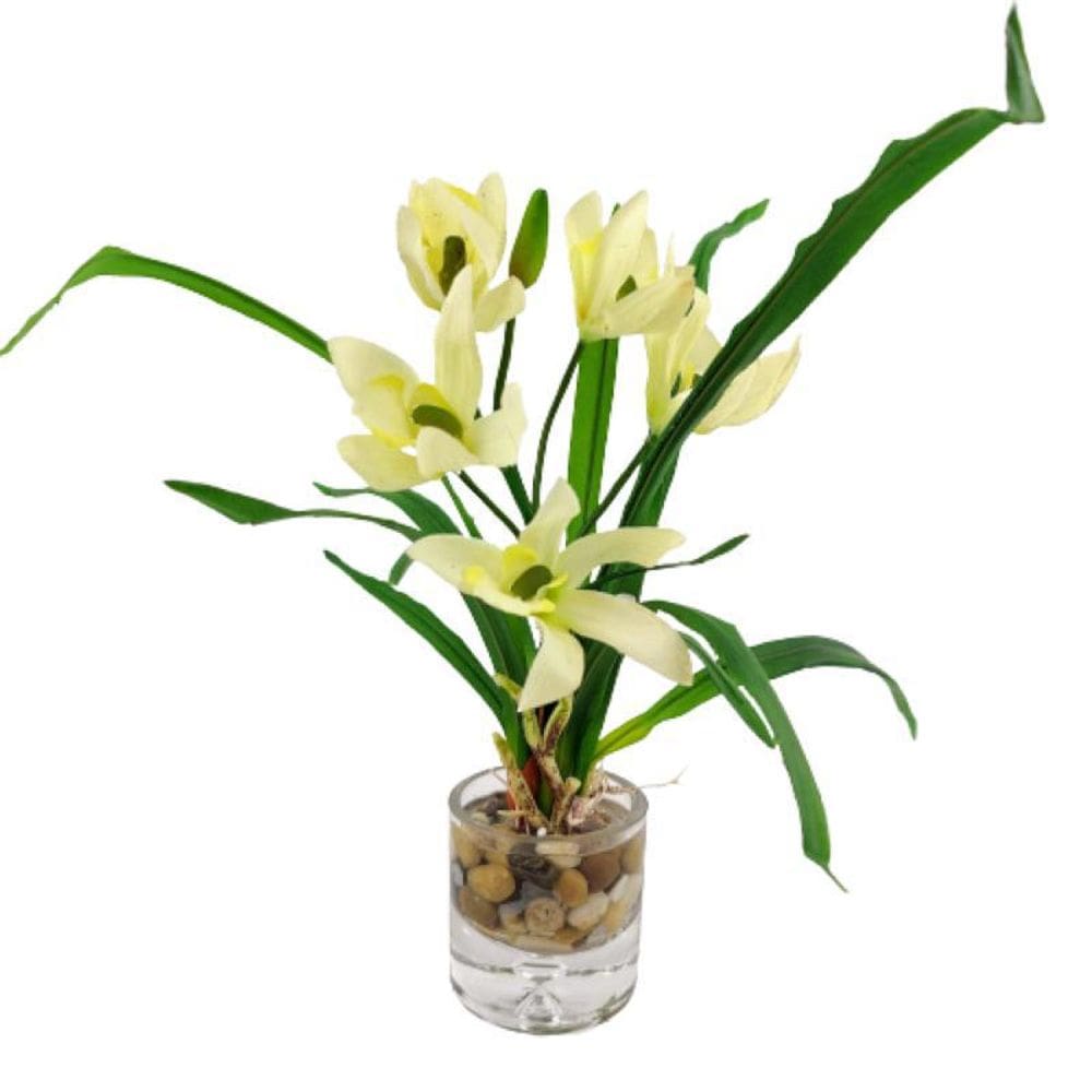 Orquídea Branca Planta Artificial 31X20X17Cm Com Vaso