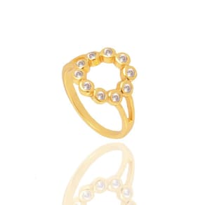 Anel Pontos De Luz Zirconia Nº 18 Folheado A Ouro