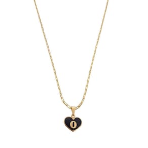 Colar Cartier 50Cm Coração Negro Letra O Banhado Ouro 18K