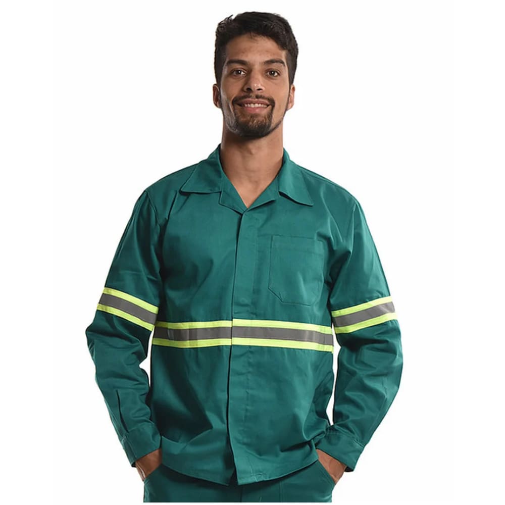 Camisa Profissional Aberta Manga Longa Faixa Refletiva Sitel Neon Verde