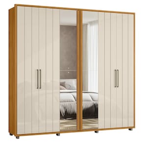 Guarda Roupa Casal 250cm Com Espelho Vibe Off/Cinamomo Z10 - Mpozenato