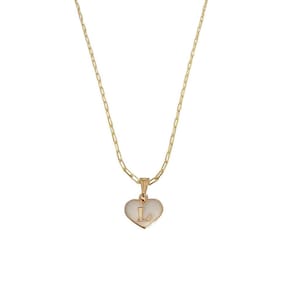 Colar Cartier 45Cm Coração Branco Letra L Banhado Ouro 18K