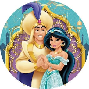 Painel Redondo 3D Sublimado Aladdin E Jasmine Frd-4768