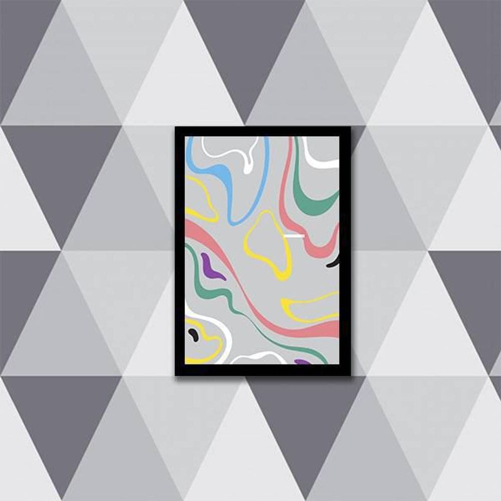 Quadro Abstrato Cinza Ondas 24X18Cm
