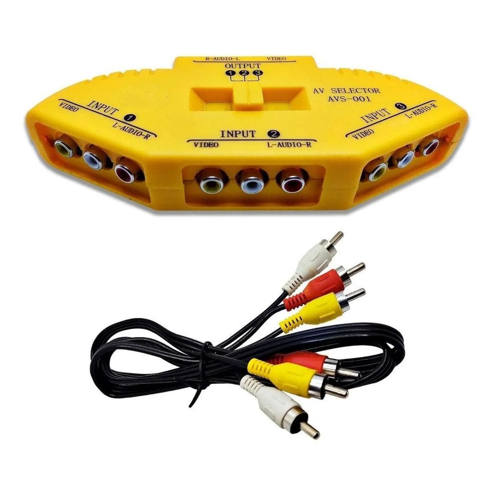 Chave Seletora 3 X 1 Audio Video Saída Chaveador + Cabo Rca