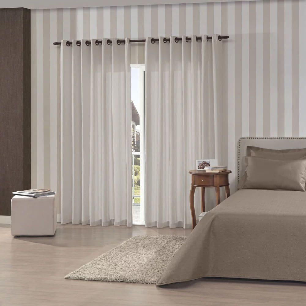 Cortina Rústica Bella Janela 2,00m x 1,60m Pantex Cor Areia