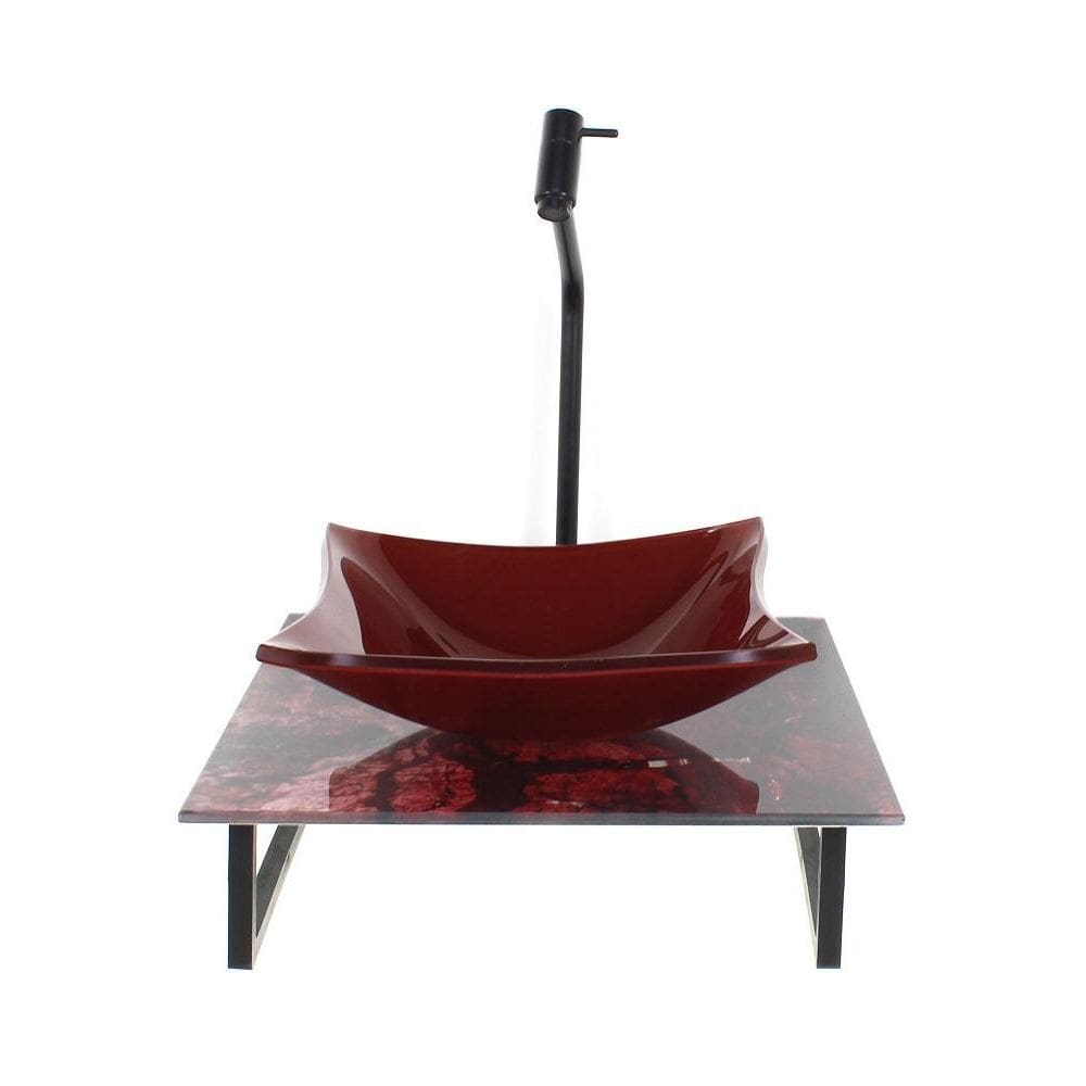 Kit Cuba Vidro Quadrada 10Mm Tampo Vidro 40Cm X 40Cm Mármore