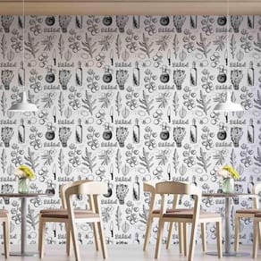 Papel De Parede Adesivo Casual Cozinha Salada - 3,0M
