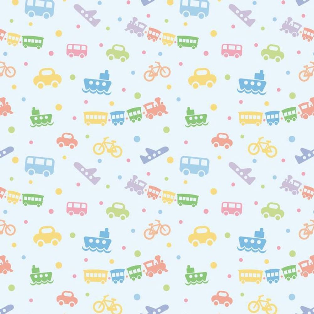 Papel De Parede Azul E Brinquedos Coloridos Infantil Adesivo