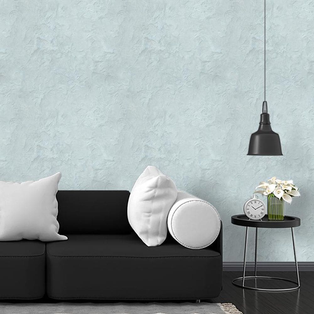 Kit 3 Rolos Papel De Parede Adesivo Cimento Azulado 3,0M