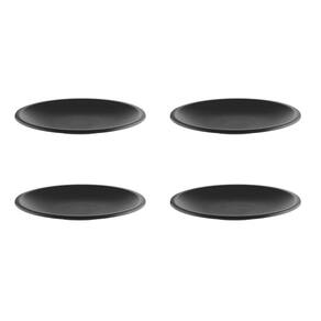 Prato Raso Redondo Lanche Preto Plastico Solido BPA Free 4un