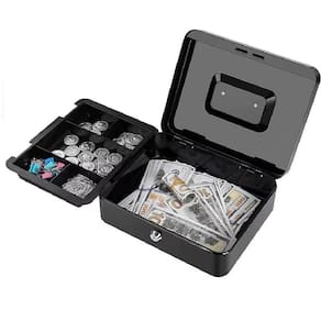 Cofre Metal Portatil Chave 20Cm Porta Documentos Dinheiro Joias Cash Box Organizador Maleta