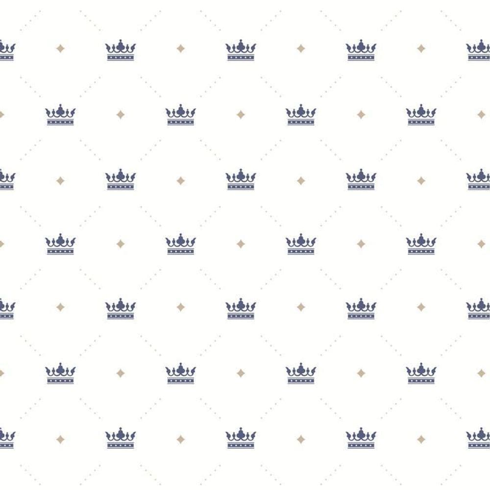 Papel Parede Branco Com Coroa Adesivo Infantil Bebê Quarto