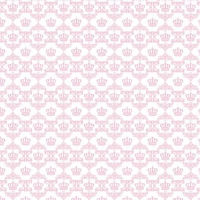 Papel De Parede Branco E Coroas Rosa Infantil Quarto Bebê