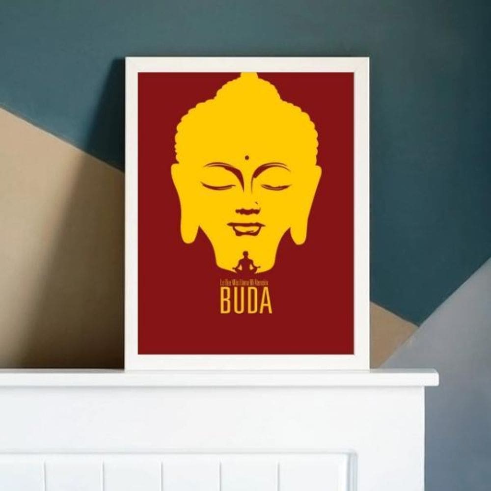Quadro Buda Lo Que Más Lhama Mi Atención 45X34 Vidro Branca
