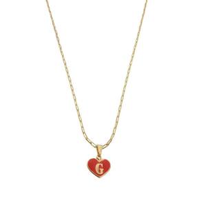 Colar Cartier 45Cm Coração Vermelho Letra G Banhado Ouro 18K