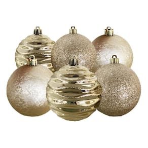 Kit Bolas De Natal 8Cm Nude Glitter/Textura 6Und Cromus