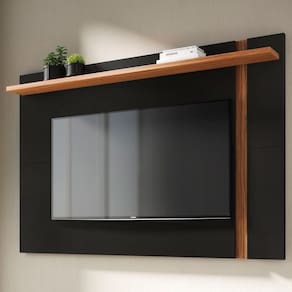 Painel para TV Até 70 Polegadas Córdova 1 Prateleira Preto Fosco/Noce Milano - Pnr Móveis