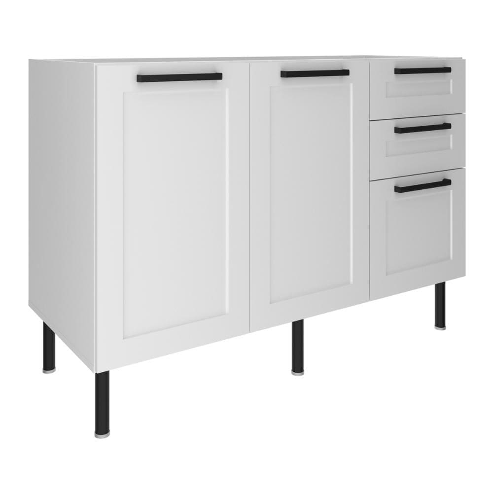 Balcão de Cozinha Gabinete para Pia 120cm MDF 2 Portas 3 Gavetas Multimóveis CR20444