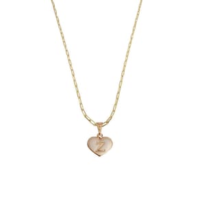 Colar Cartier 45Cm Coração Branco Letra Z Banhado Ouro 18K
