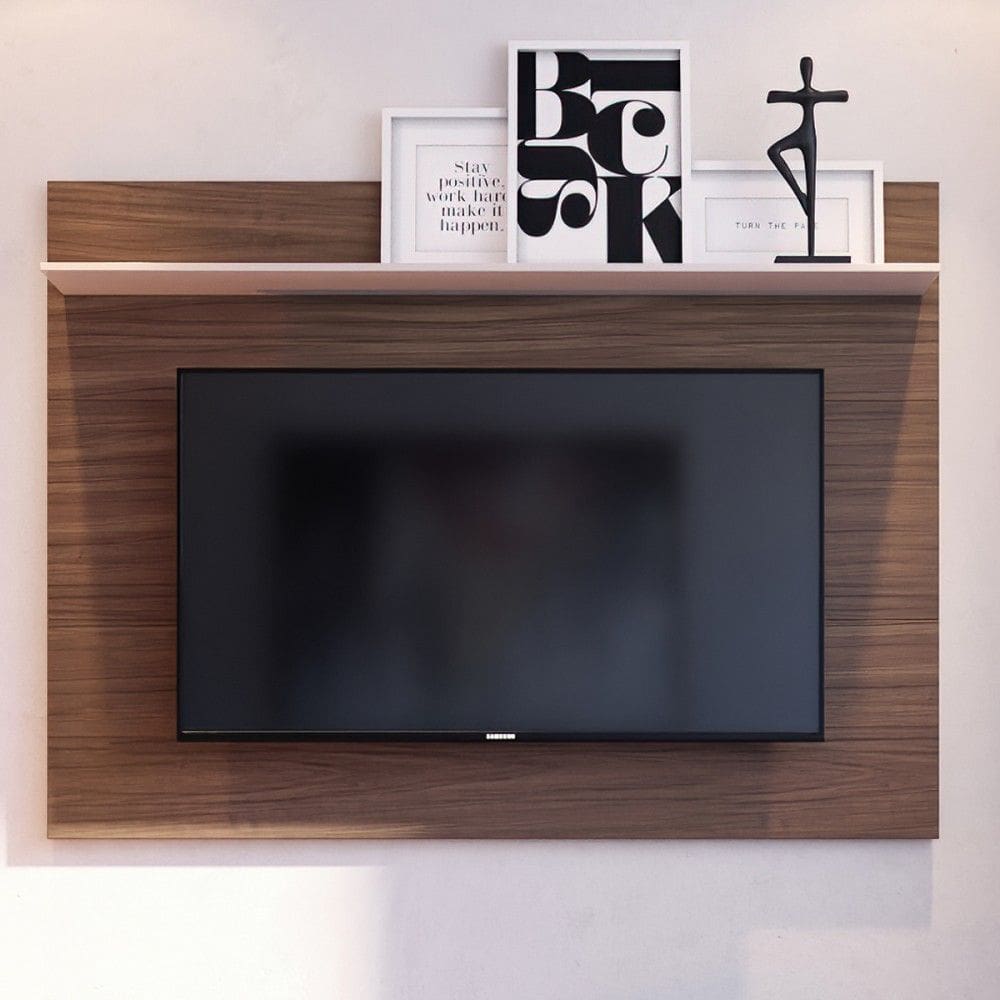 Painel para TV Até 55 Polegadas San Nogueira Real/Off White - Pnr Móveis