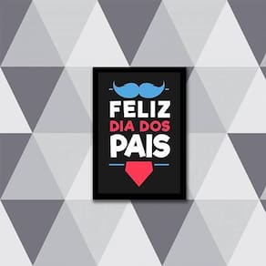 Quadro Feliz Dia Dos Pais Preto, Azul E Vermelho 45X34 Preta