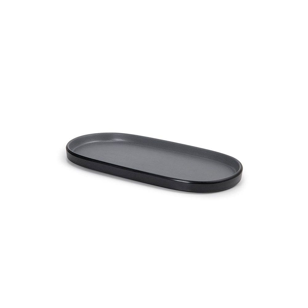Petisqueira Prato Oval Preto Cinza Melamina 23cm