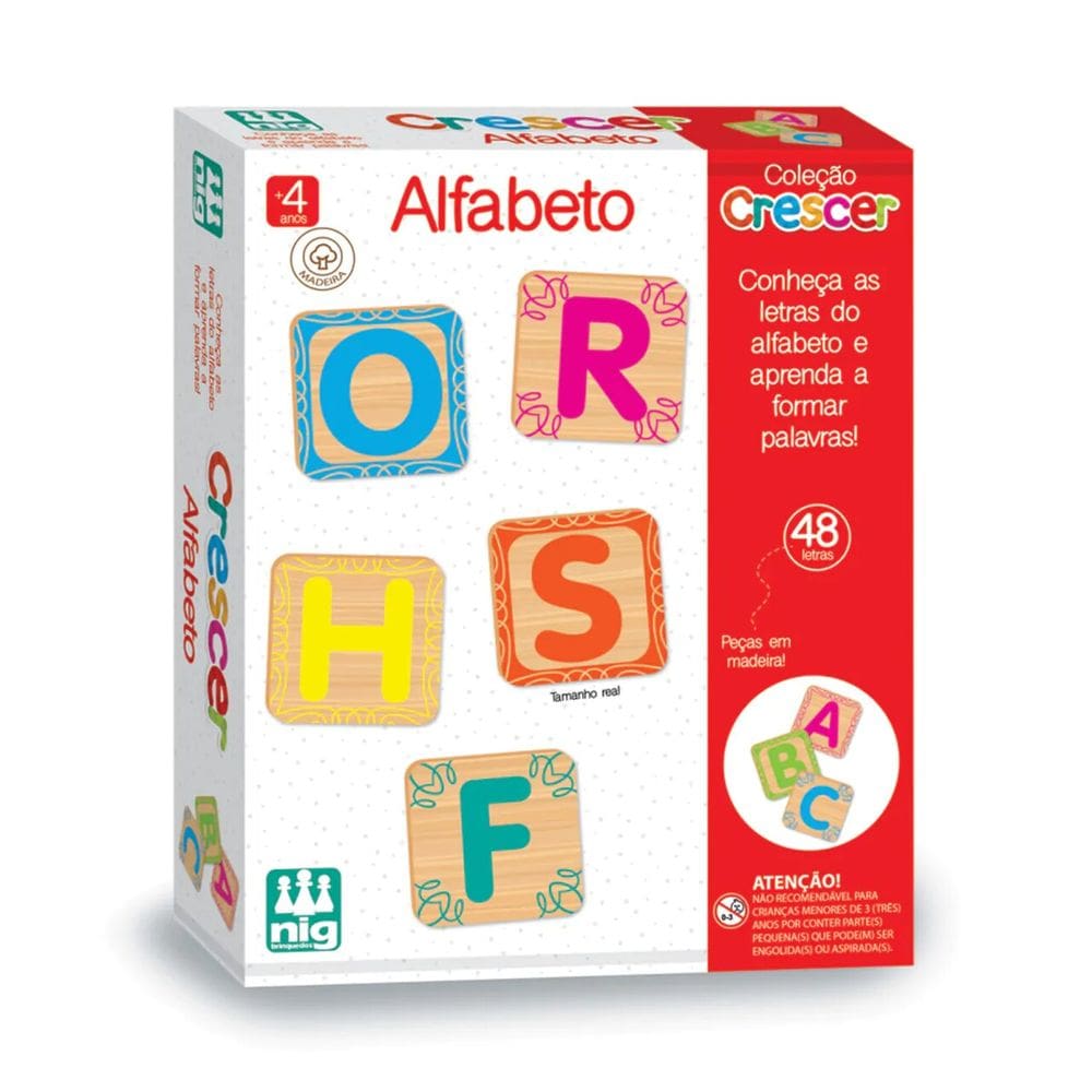 Jogo Educativo Alfabeto Em Madeira Nig - 0450