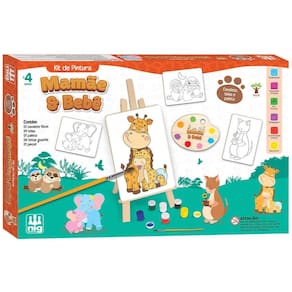 Kit De Pintura Infantil Em Madeira Mamãe e Bebe Nig - 0442