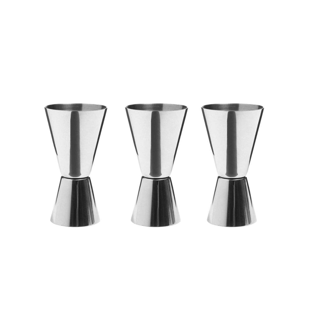 Dosador Duplo Copo de Inox Doses Drinks 50 e 25ml Kit 3un