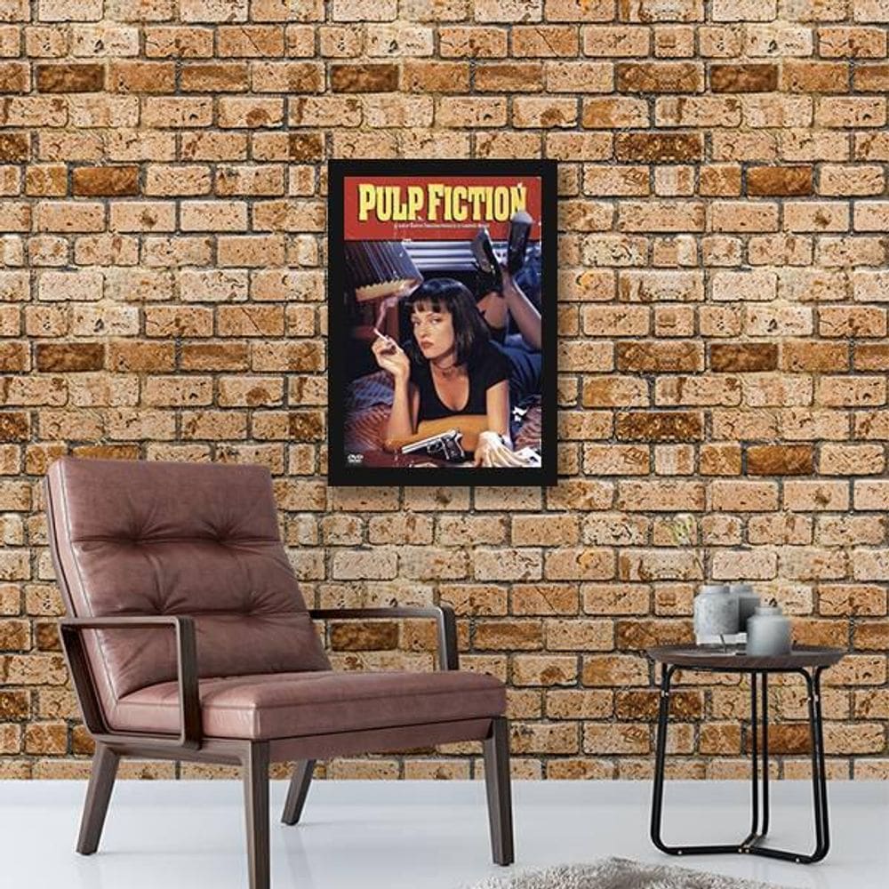Quadro Decorativo Pulp Fiction - Uma Thurman 34X23Cm - Moldura Branca