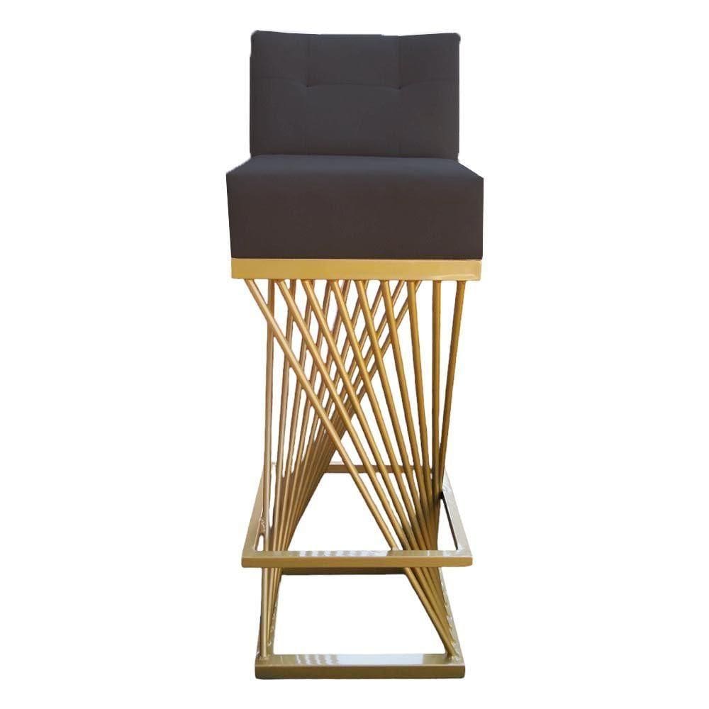 Banqueta Luma Base De Ferro Sued Grafite D`classe Decor