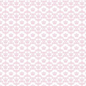Papel De Parede Branco E Coroas Rosa Infantil Quarto Bebê