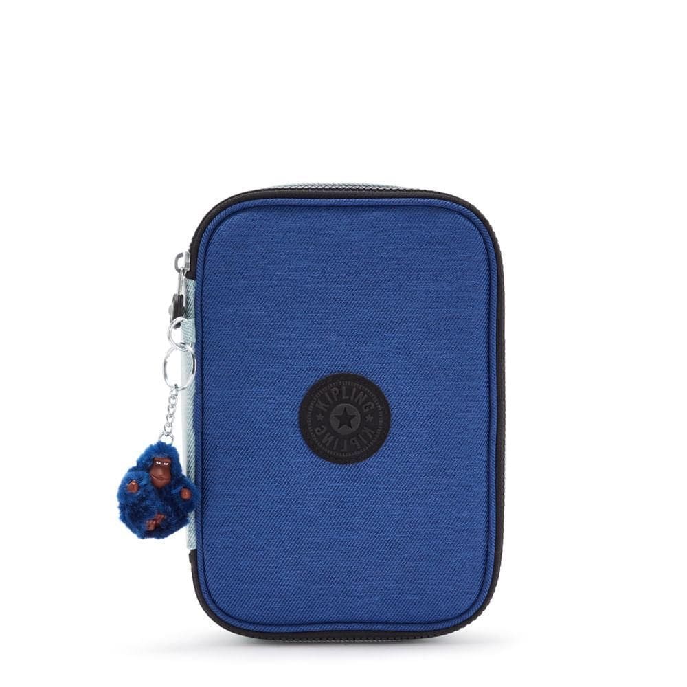 Estojo Kipling 100 Pens Azul E Cinza