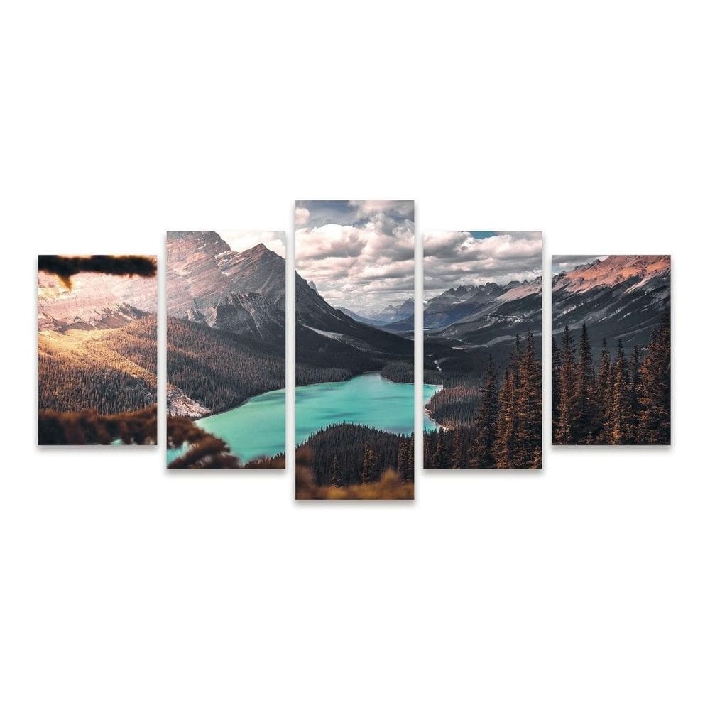 Kit Quadros Mosaico Decorativo Natureza Montanhas Floresta