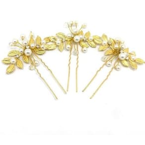 Arranjo Enfeite Dourado Cabelo Noiva Perola - Dourado