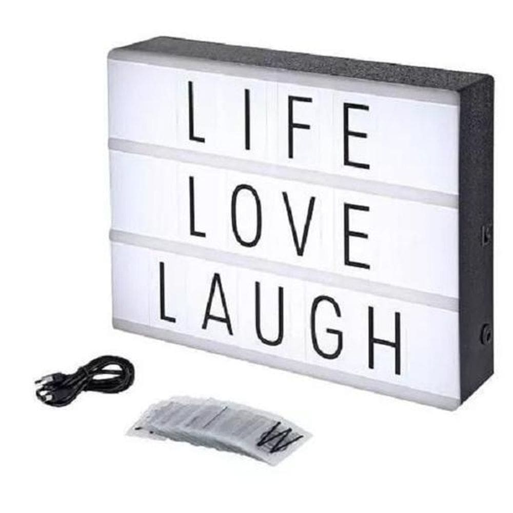 Letreiro Quadro Led Light Box Cinema 96 Letras Caracteres A4