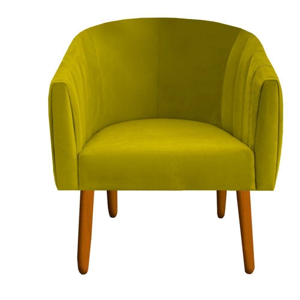 Poltrona Julia Decoração Salão Cadeira Escritório Recepção Estar Amamentação Suede Amarelo D`classe Decor