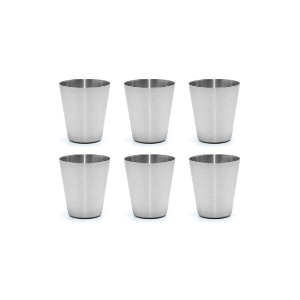 Copo Mini Aço Inox 30ml Cafe Molho Sobremesa Aperitivo 6un