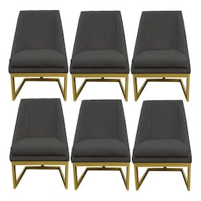 Kit 06 Cadeiras Para Sala De Jantar Ana Base De Ferro Suede Grafite D`classe Decor