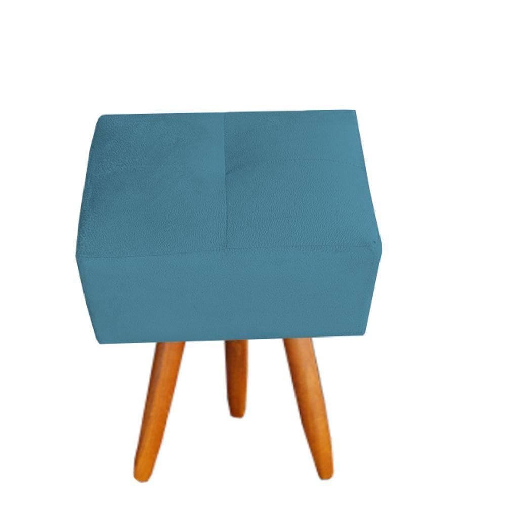 Puff Malu Decorativo Pés Palito Suede Azul Tiffany D`classe Decor
