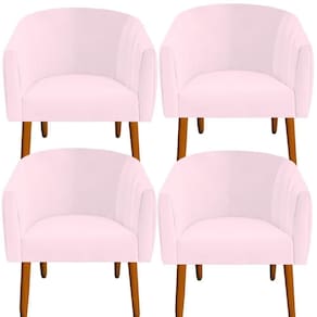 Kit 04 Poltrona Julia Decoração Salão Cadeira Escritório Recepção Estar Amamentação Suede Rosa Bebê D`classe Decor