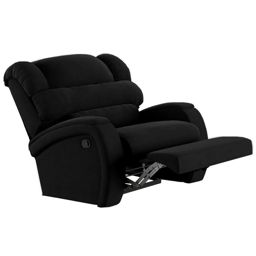 Poltrona Do Papai Reclinável Kalie Manual Gatilho Fh9 Veludo Preto - Mpozenato
