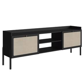 Rack Para Sala Bancada De 65 Pol Pés Madeira Arlo Nero-preto - Mpozenato