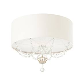 Plafon Coroa Com Cristal 30X15Cm Branco